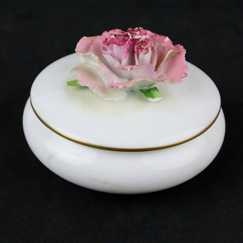 Vintage OAC OKURA Japanese Porcelain Lidded Round Trinket‎ Dish 4"